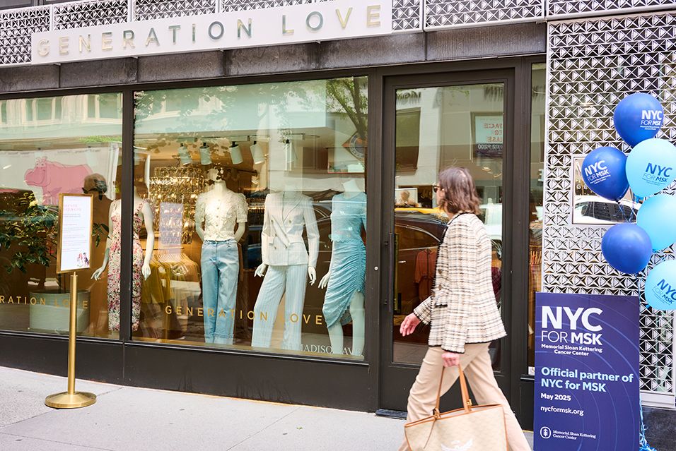 A person walking past Generation Love, one of the stores that participated in NYC for MSK in 2025.  